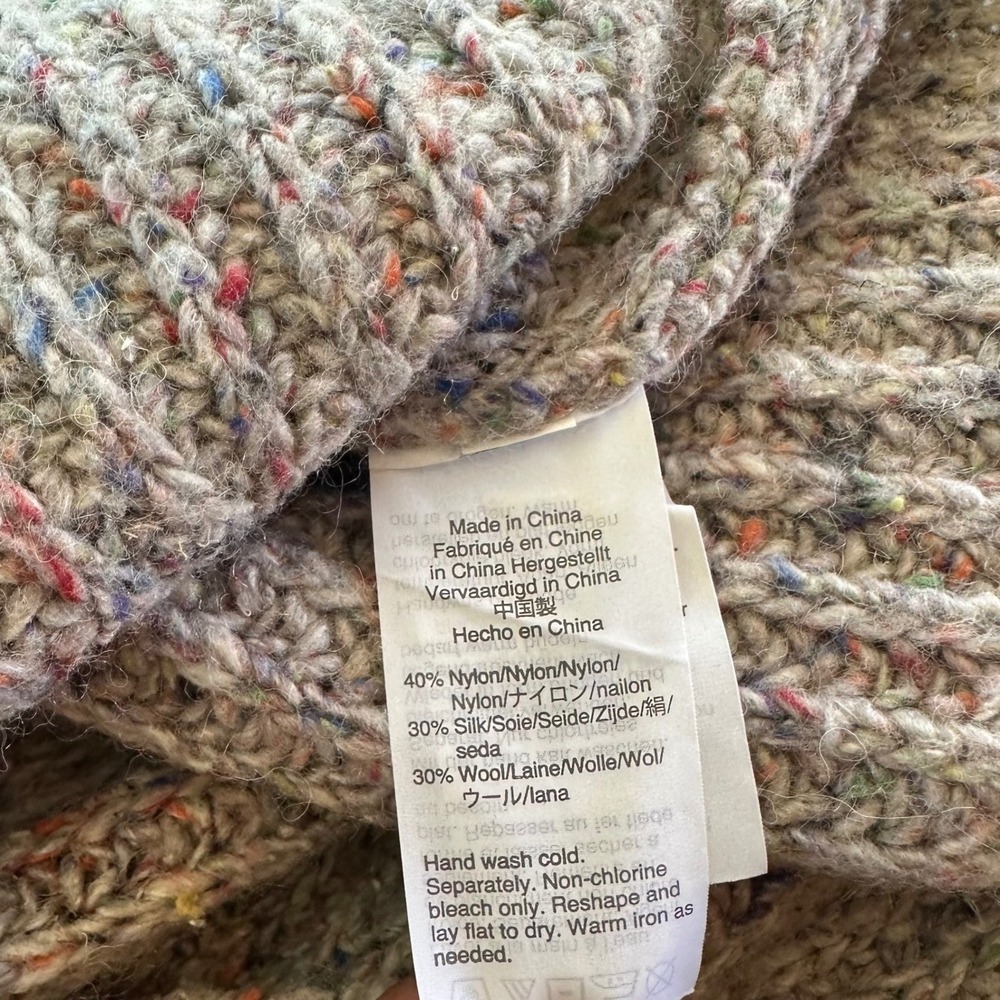 Madewell Donegal Silk Wool Blend Turtleneck‎ Sweater Oatmeal Confetti Fleck XS - Picture 7 of 9